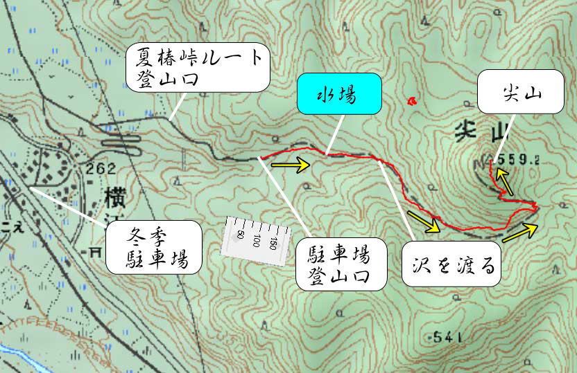 尖山登山ルートマップ