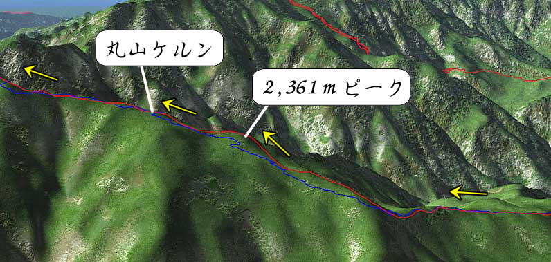 唐松岳・雪山登山より八方尾根ルート立体図詳細