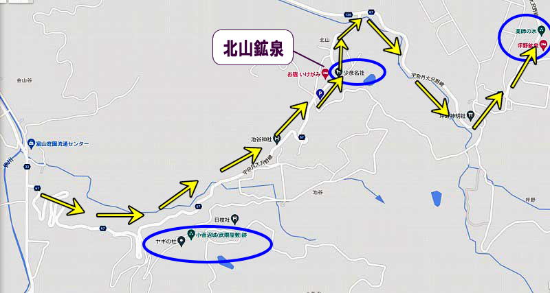 富山県道67号線⑪松倉小学校前より坪野薬師の水までマップ図2