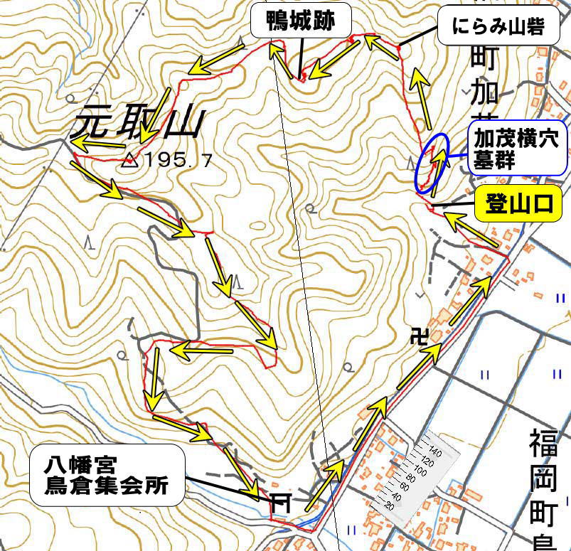 富山の山元取山登山ルート図