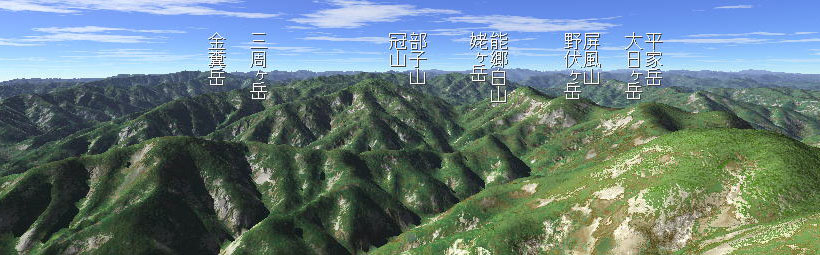 伊吹山より、カシミール3Dにて景観描写