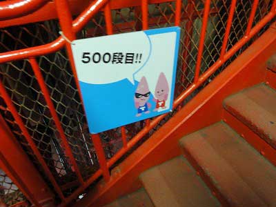 東京タワー昇り階段よりノッポン兄弟標識500段目