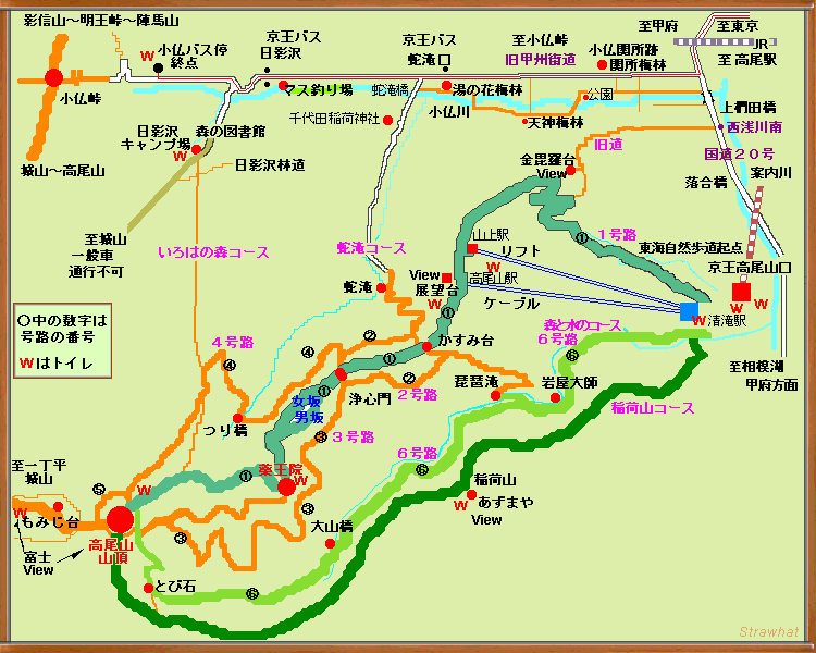高尾山・登山コースマップ