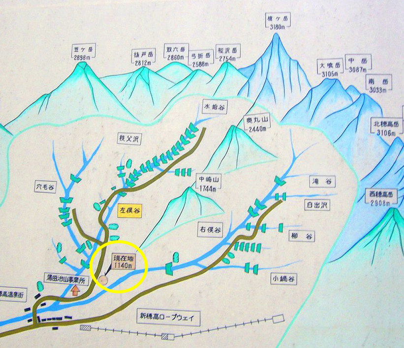 写真紹介より左俣林道に掲載されている登山マップ