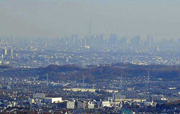 望遠レンズで撮影すると東京スカイツリーが見えた