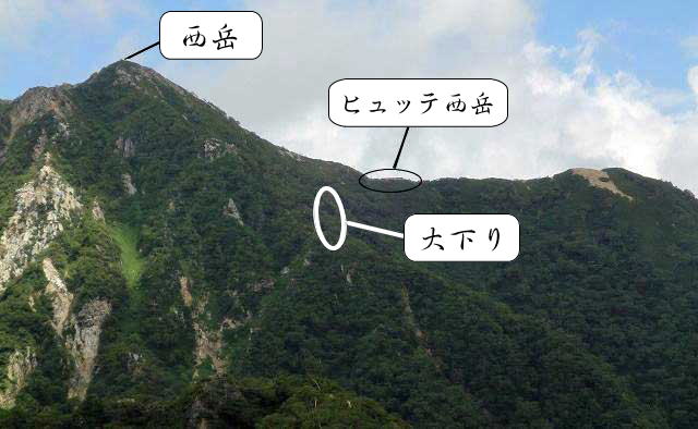 槍ヶ岳・東鎌尾根ルートより第一展望台から見る西岳