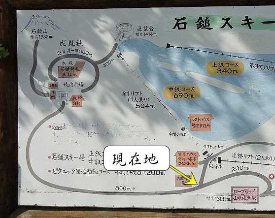 石鎚山登山ルートより現在地を示す地図