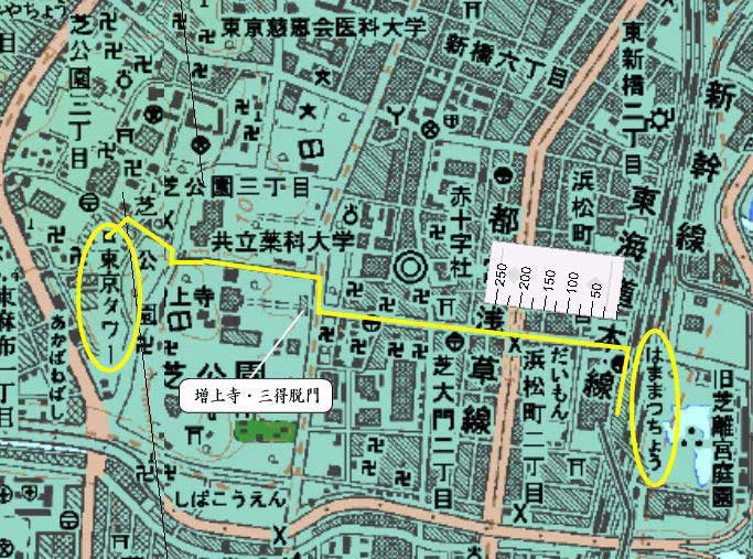 東京タワーアクセスより増上寺周辺マップ