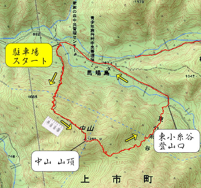富山の山 中山コースマップ図