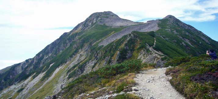 写真によるルート紹介より抜戸岩を通過後の笠ヶ岳