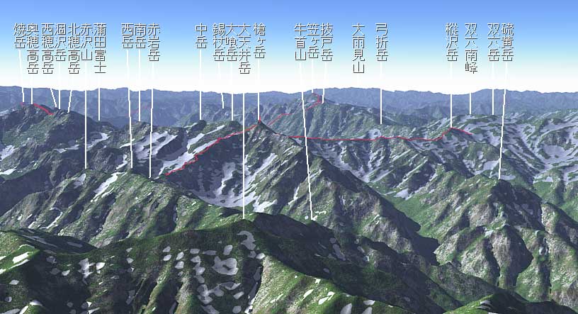 富山東京便より槍ヶ岳の航空写真3D映像