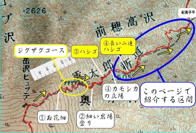 重太郎新道ルートマップ図