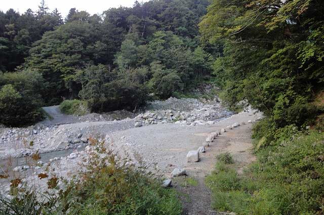 写真によるドンドコ沢紹介より小武川左岸の河原に沿い