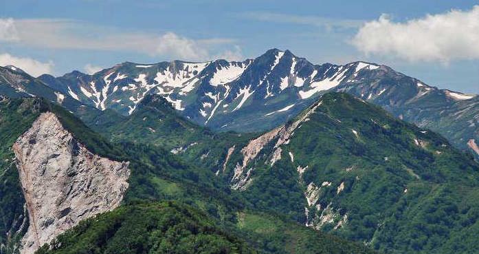 針ノ木峠の景観より水晶岳方面の景観