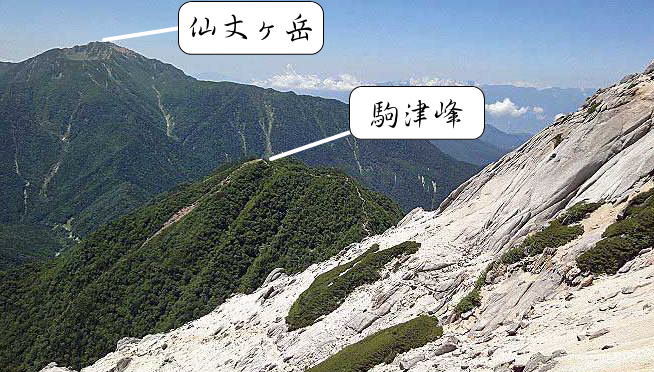 仙水峠ルート写真紹介より駒津峰と仙丈ヶ岳の景観