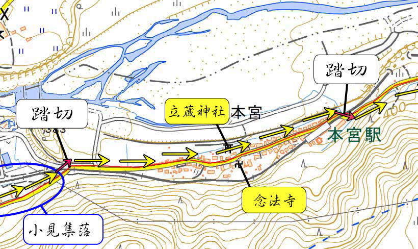 県道67号線写真による紹介より本宮付近の詳細マップ