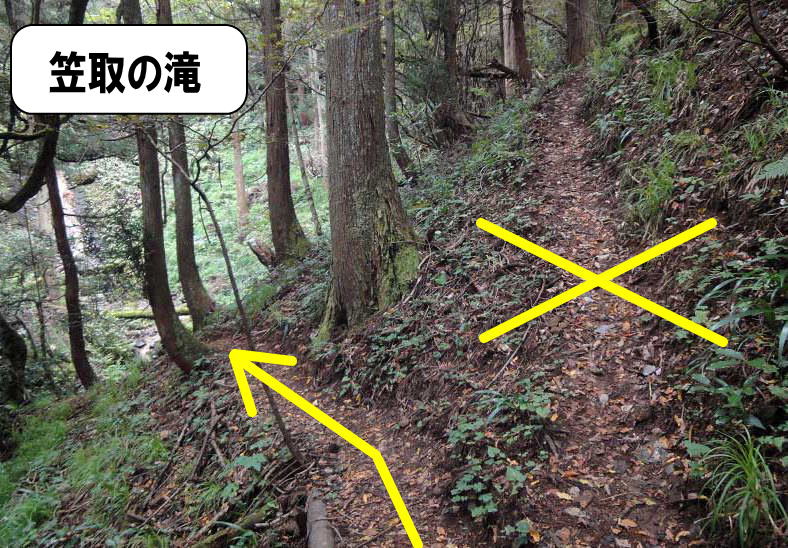 笠取の滝アクセス案内分岐点