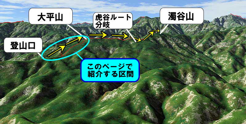 大平山3Dルートイメージ
