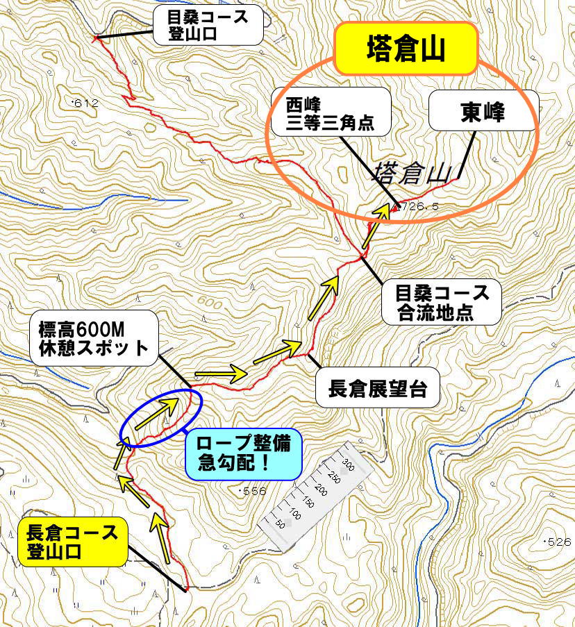 塔倉山ルートマップ図