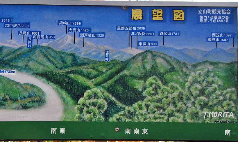 塔倉山山頂より展望図より右側の景観